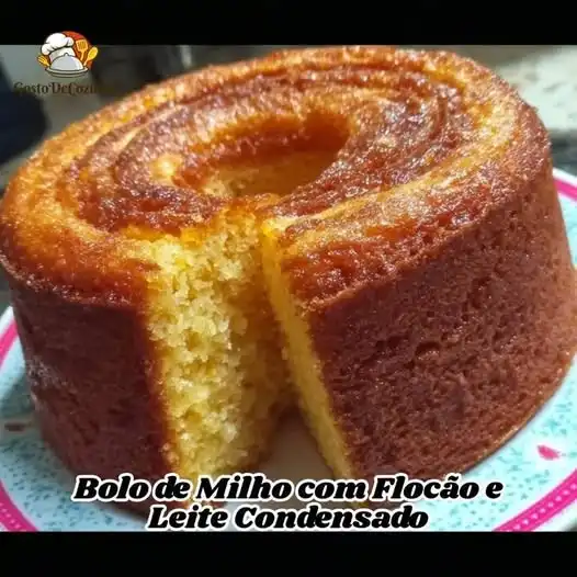 Bolo de Milho com Flocação e Leite Condensado