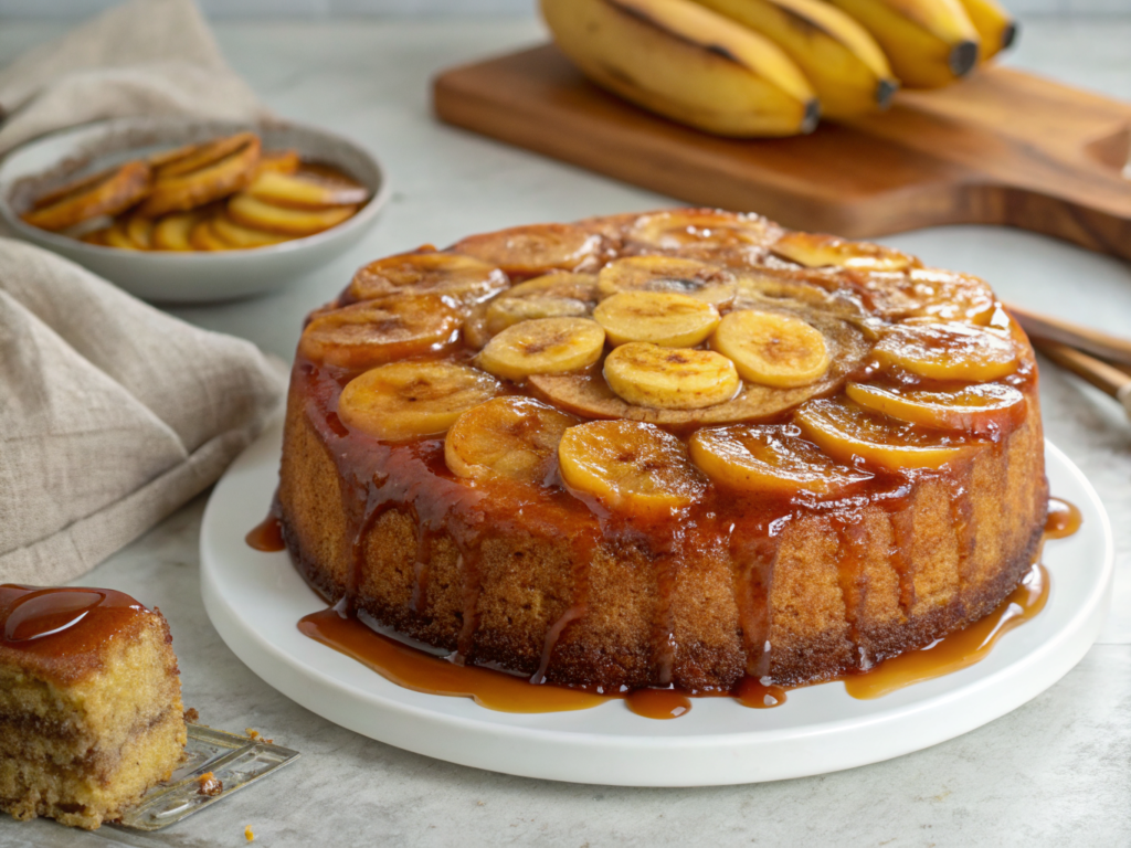 Bolo Invertido de Banana com Calda