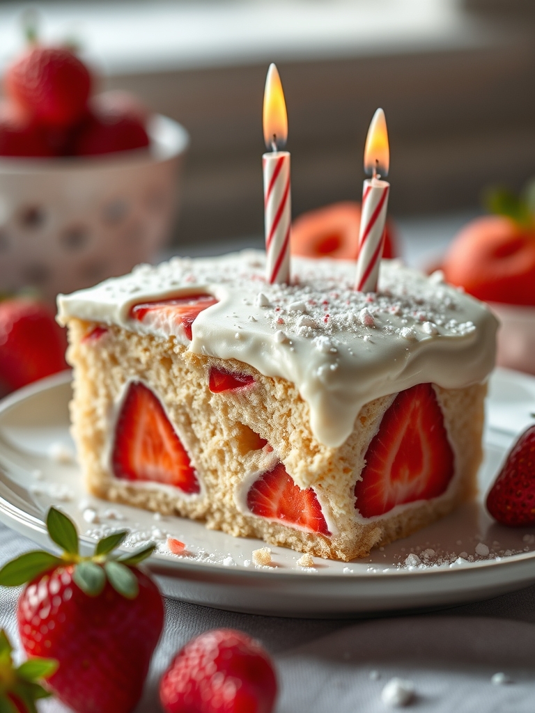 Bolo de Aniversário Sabor Morango e Leite Ninho