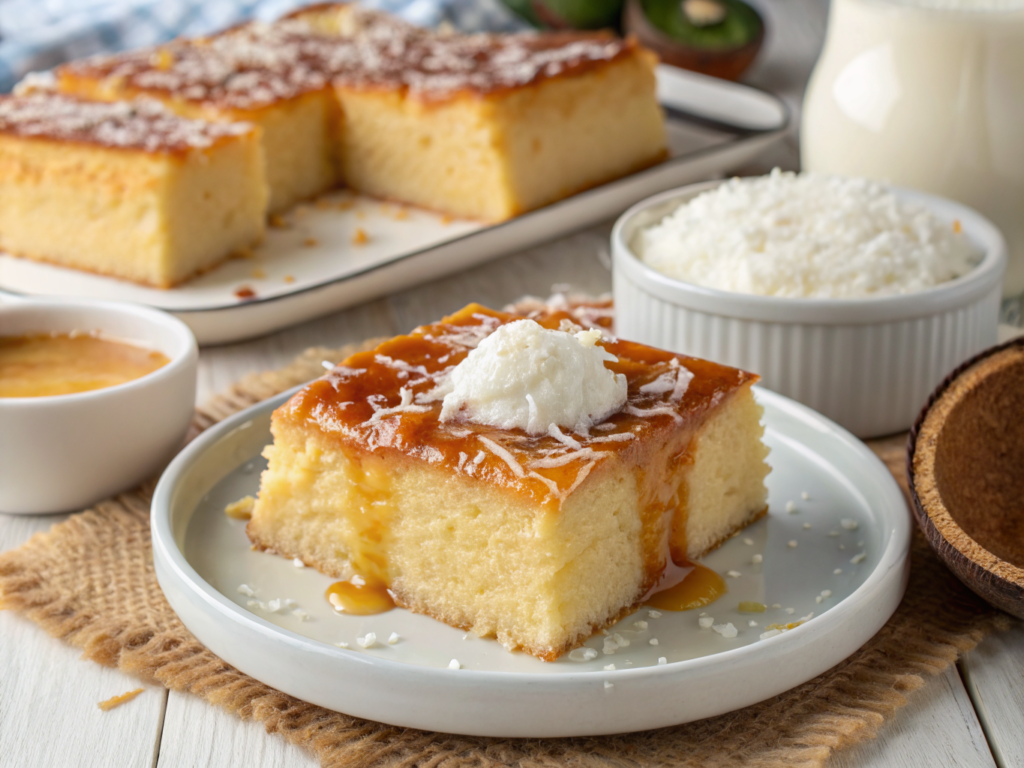 Bolo de Mandioca com Leite Condensado e Coco