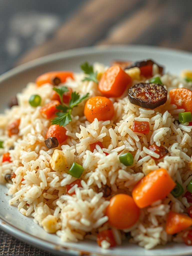 arroz com legumes para marmita