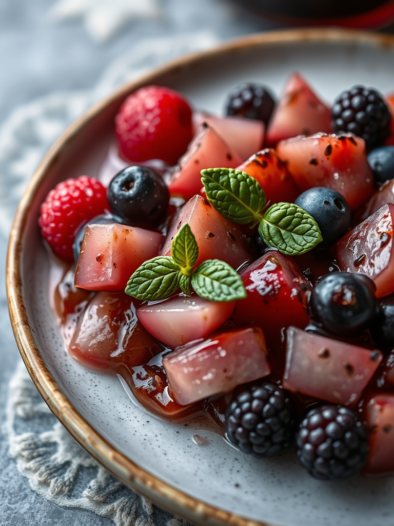 drink com vinagre balsâmico e frutas vermelhas