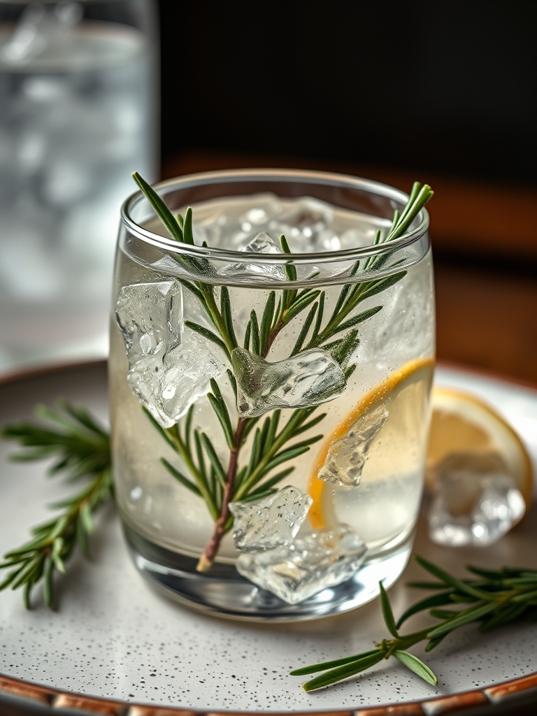 gin tônica sem álcool com alecrim