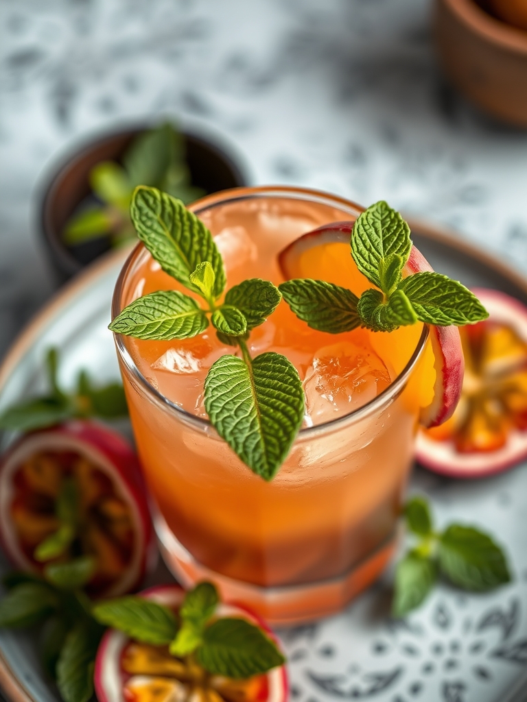 mocktail de maracujá e hortelã