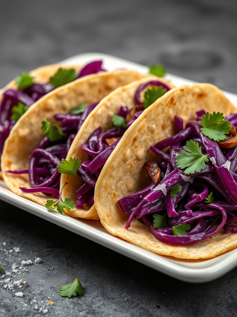 tacos de repolho roxo
